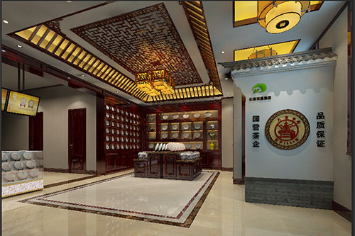 巫溪古朴典雅的中式茶叶店大堂设计效果图